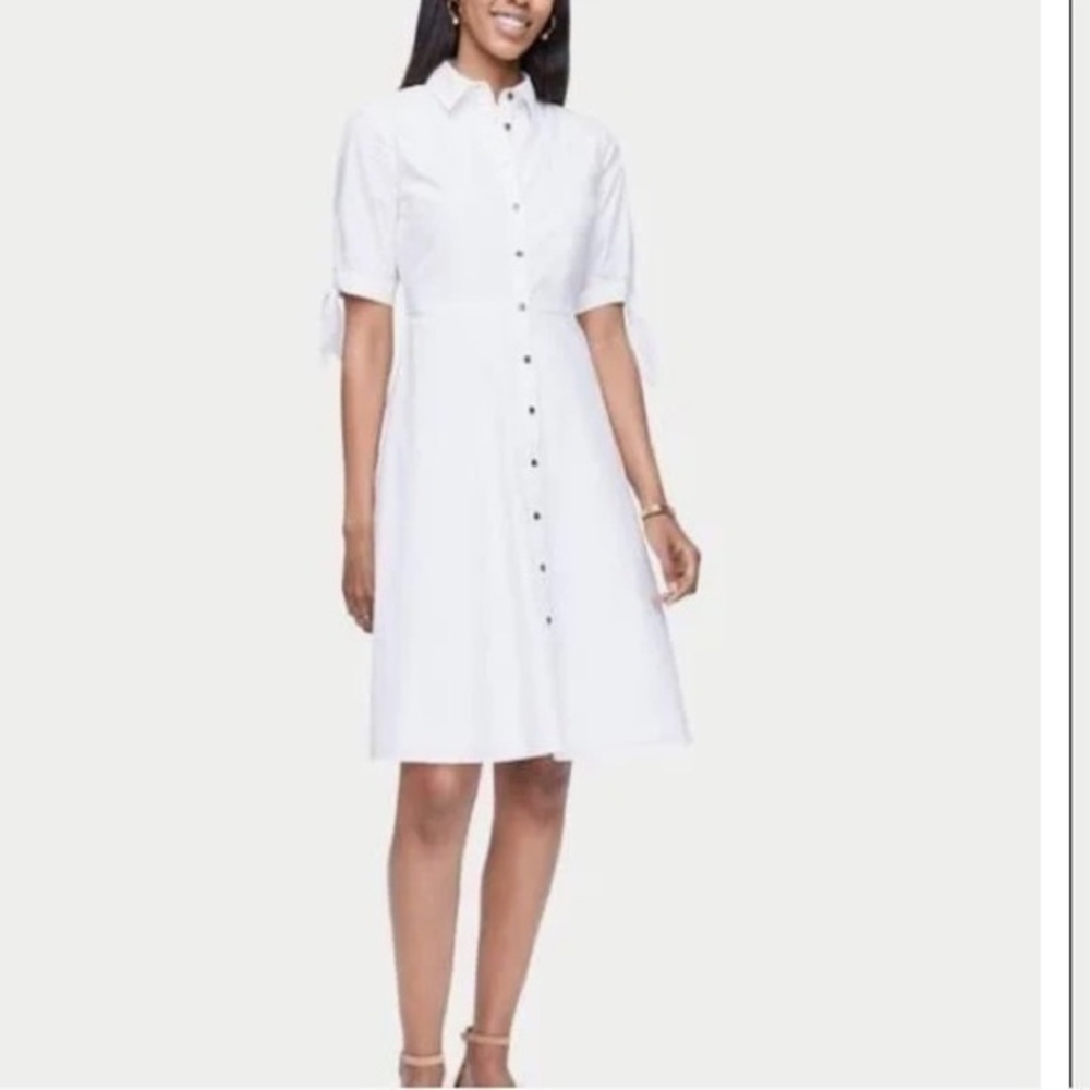 Ann Taylor Poplin Tie Sleeves button-down dress size 6